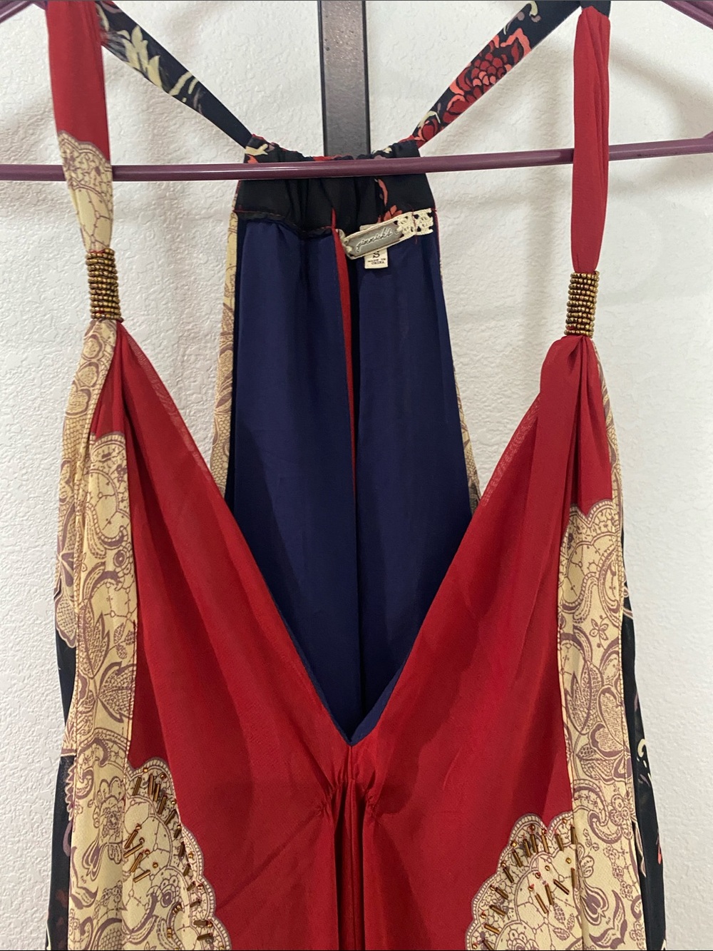 gimmicks by BKE Red, Navy & Cream Floral Maxi Dress - Picture 3 of 11